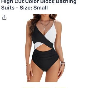 Elegant Black and White Women's One Piece Swimsuit